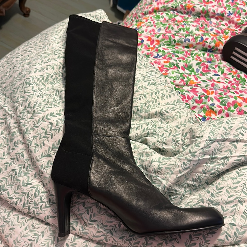 Brand new never worn high leather/ nylon designer boots